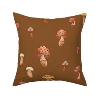 Brown Watercolor Autumn Forest Mushroom