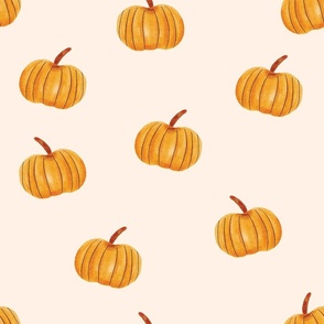 Beige Watercolor Pumpkin Autumn