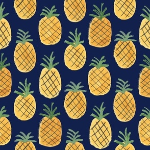 pineapples dark blue background