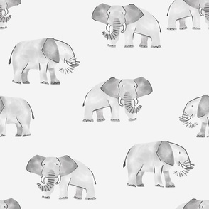 Gray Two Tone Hand drawn Elephant