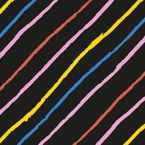 Black Colorful Hand drawn Diagonal Stripes