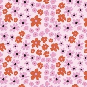 Pink Red Scandinavian Ditsy Floral