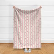 boho barbiecore thick stripes pastel pink coral pink flowers girls room nursery wallpaper