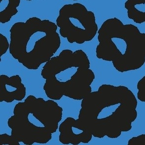 Blue Black Abstract Floral Scandinavian Style