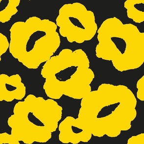 Black Yellow Abstract Floral Scandinavian Style