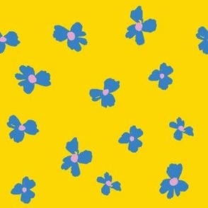 Yellow Blue Simple Abstract Floral Scandinavian Style