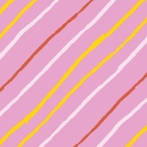 Pink Colorful Hand drawn Diagonal Stripes