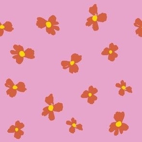 Pink Red Simple Abstract Floral Scandinavian Style