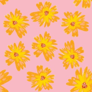 Pink and Yellow Watercolor Floral