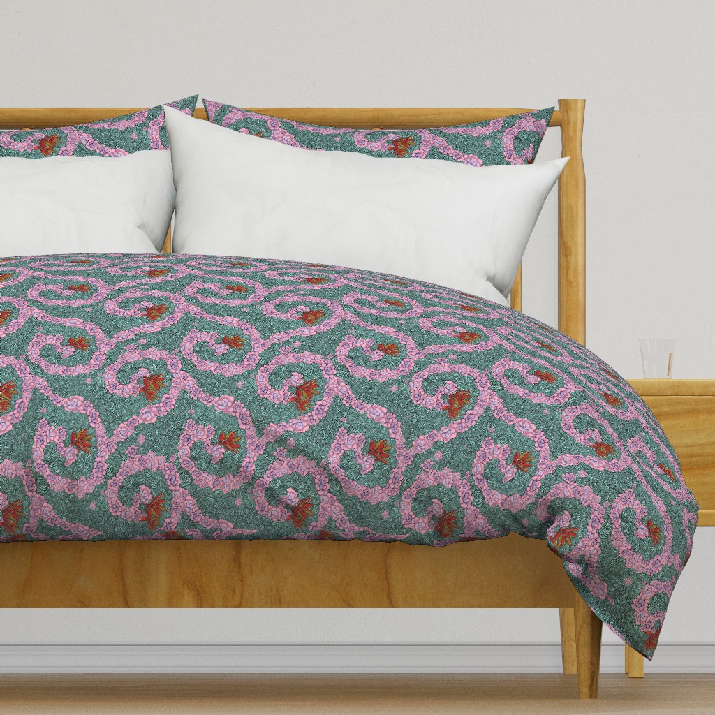 Red, Green, Blue, Teal, and Purple Succulents Garden Bedding