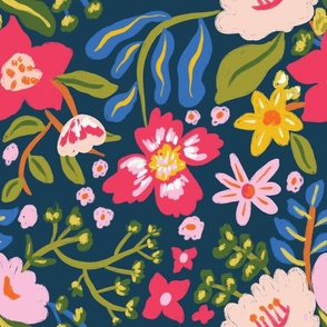 Navy and Bold Vibrant Color Floral Botanical