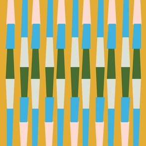 Green Blue Geometric Abstract Bamboo Like