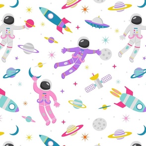Space astronauts pink - large scale