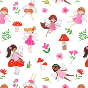 Garden fairies pink - large scale