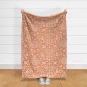 orange tree and palm garden damask on peach | large