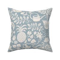 orange tree and palm garden damask on gray | large