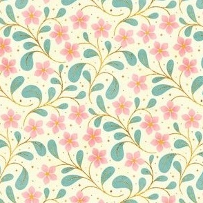 Pink and Gold Dainty Floral