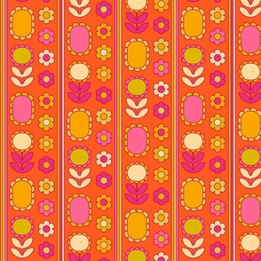 RETRO FLORAL PINSTRIPE-ORANGES