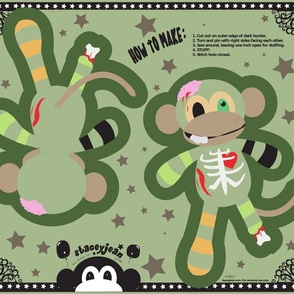 FQ - 10" x 14" Zombie Monkey Cut & Sew Pillow Doll
