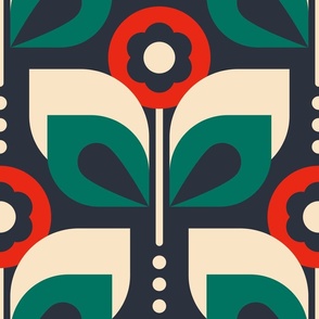 2729 D Extra Large - Midcentury flowers
