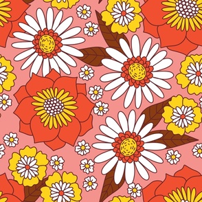retro, 70s florals - garden bedding