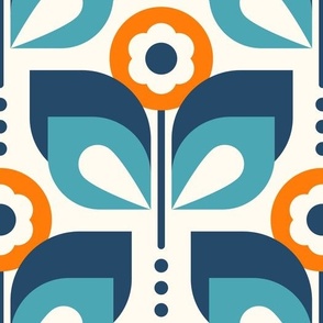 2729 A Large - Midcentury flowers