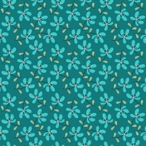 Spring wild flowers teal small scale