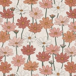 (small  scale) Cosmos Floral - boho blush/pink  - floral home decor - LAD23