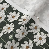 (small scale) Cosmos Floral - dark green - floral home decor - LAD23