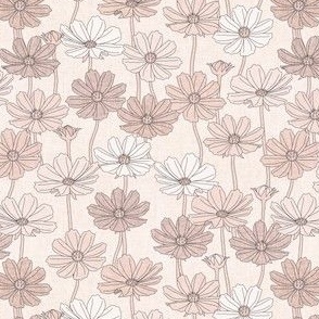 (small scale) Cosmos Floral - pale pink mono  - floral home decor - LAD23