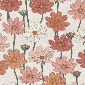 (large scale) Cosmos Floral - boho blush/pink  - floral home decor - LAD23