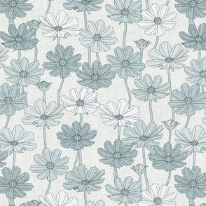 (small scale)  Cosmos Floral - dusty blue mono - floral home decor - LAD23