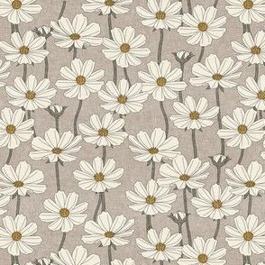 (small scale) Cosmos Floral - neutral stone  - floral home decor - LAD23