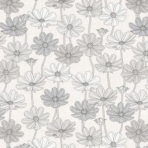 (small scale) Cosmos Floral - neutral mono - floral home decor - LAD23