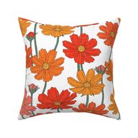 (large scale) Cosmos Floral - multi orange/pink  - floral home decor - LAD23