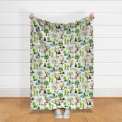 XL Big Bear Camp Adventures // Kids Camping Forest Fabric, 24" repeat