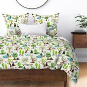 XL Big Bear Camp Adventures // Kids Camping Forest Fabric, 24" repeat