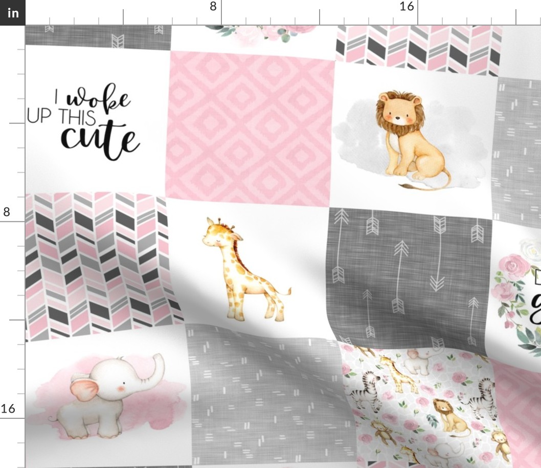 Safari/Zoo//Pink//Modified - Wholecloth Cheater Quilt