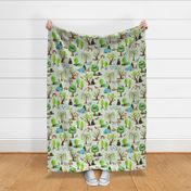 XL Big Bear Camp Adventures (honeydew) Kids Camping Forest Fabric, 24" repeat
