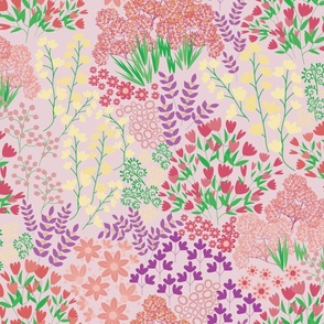 Fanciful Garden-On Pale Mystique Pink-Euphoria Palette-XL scale