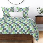 3" Dinosaur Quilt – Dino Cheater Quilt, Dinosaur Blanket,  Dinosaur Bedding, Boy Nursery Dinos, blue green teal