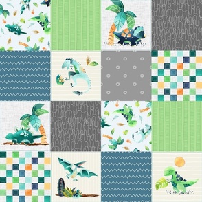4 1/2" Dinosaur Quilt – Dino Cheater Quilt, Dinosaur Blanket,  Dinosaur Bedding, Boy Nursery Dinos, blue green teal
