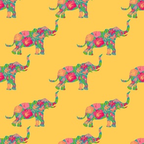 Tropical-elephant-on-yellow