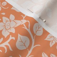 orange tree and palm garden damask on peach | medium