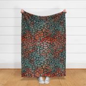 colorful dragon Crocodile Aligator Reptile skin shades of red and green - large scale
