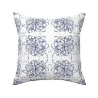 blue  snowflake bloom grid on white