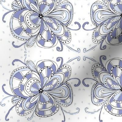 blue  snowflake bloom grid on white