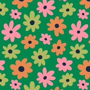 Daisy Flower Pattern (green/orange/pink)