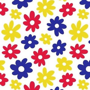 Daisy Flower Pattern (red/blue/yellow)