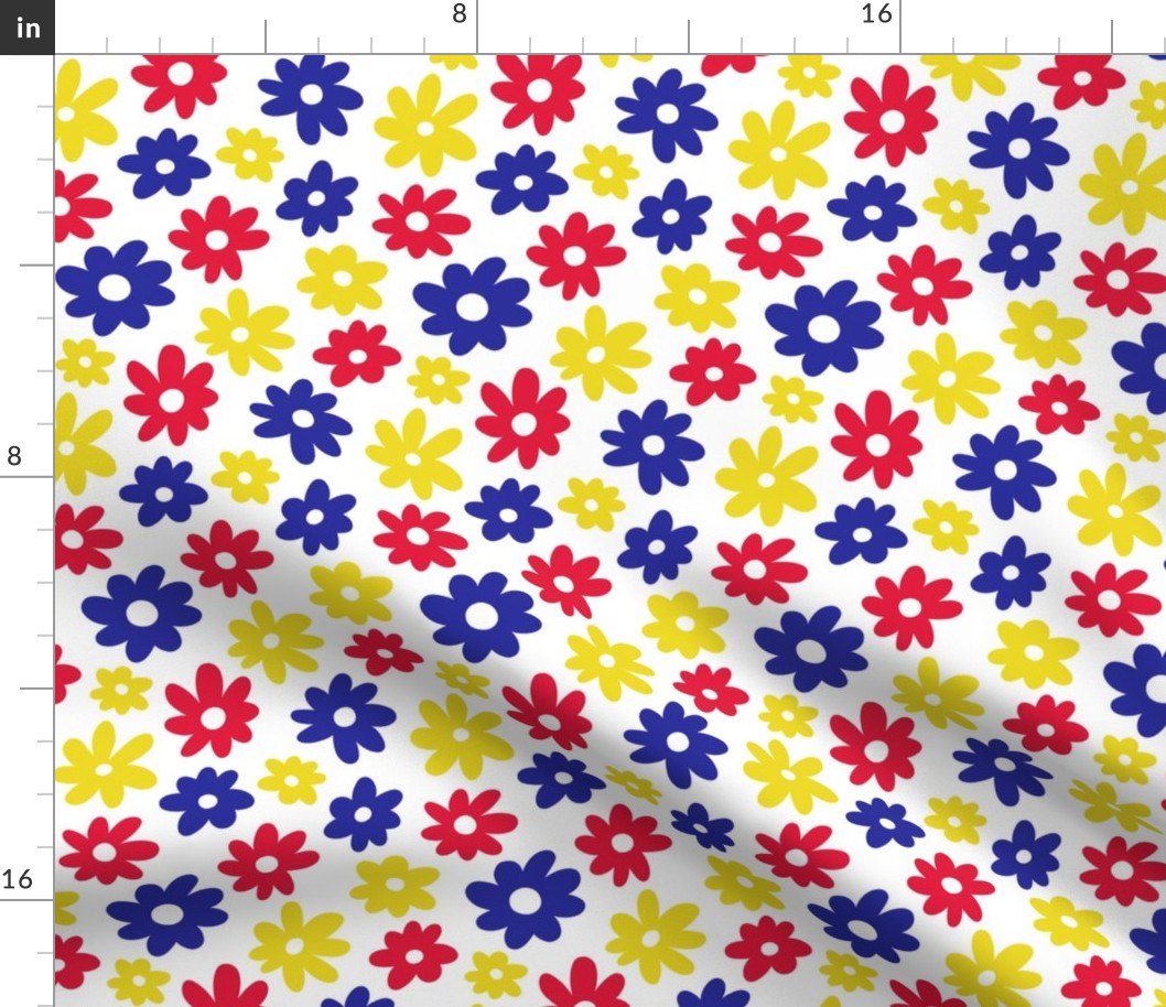 Daisy Flower Pattern (red/blue/yellow)